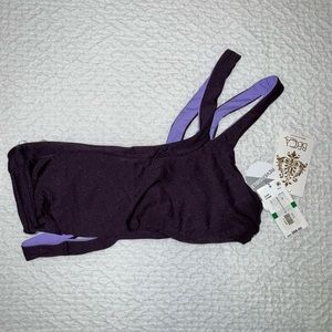 BECCA Jetsetter Reversible Asymmetrical Bikini Swim Top in Purple
